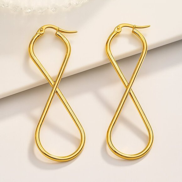 🆕️Infinity Statement Earrings | 18K Gold Plated Stainless Steel Minimalist Chic - Picture 1 of 9